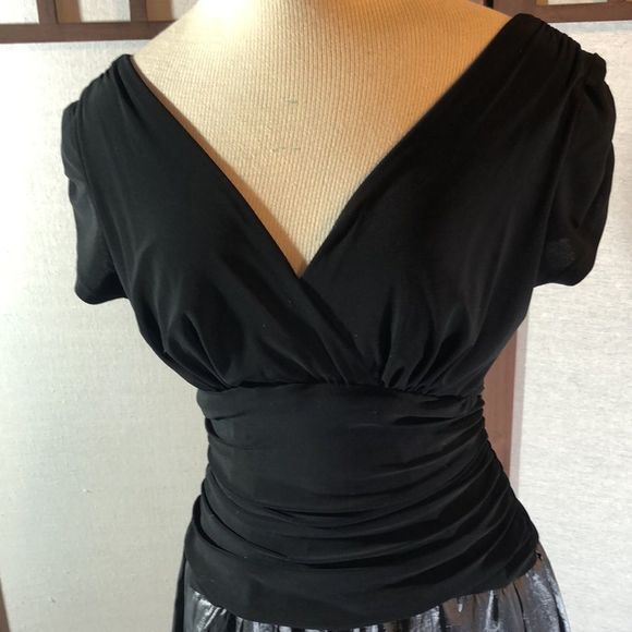 S.L. Fashions Black & Silver Evening Cocktail Party Surplice Dress 10 - Picture 2 of 16